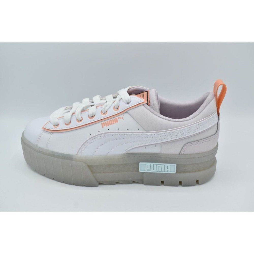 Puma Womens Size 9 Mayze White Pink Peach Summer Camp Platform Fashion Sneakers - Picture 3 of 7